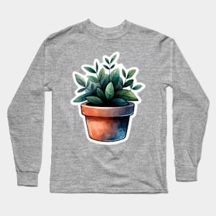 Watercolor plant sticker Long Sleeve T-Shirt